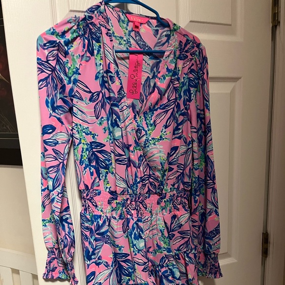 New with tag Lilly Pulitzer dress. Pink and blue. Christiana stretch dress - Picture 2 of 3